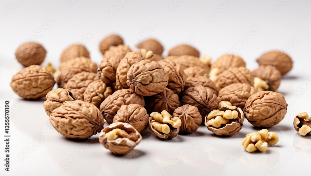 Nutritious Walnut Kernels Isolated on White Background for Healthy Choices Nutritious Walnut Kernels Isolated on White Background for Healthy Choices
