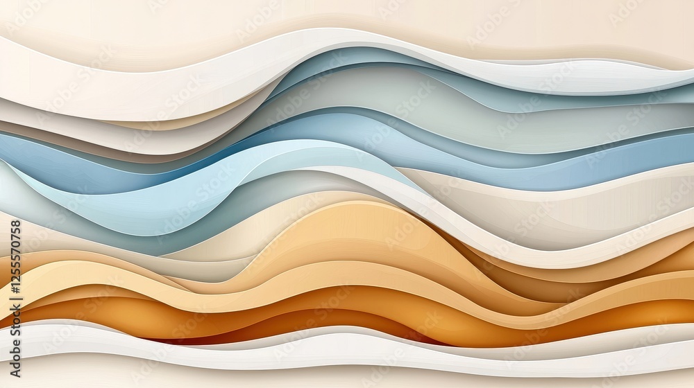 Obraz premium Abstract Waves of Colorful Layers in Soft Tones for Modern Design Backgrounds