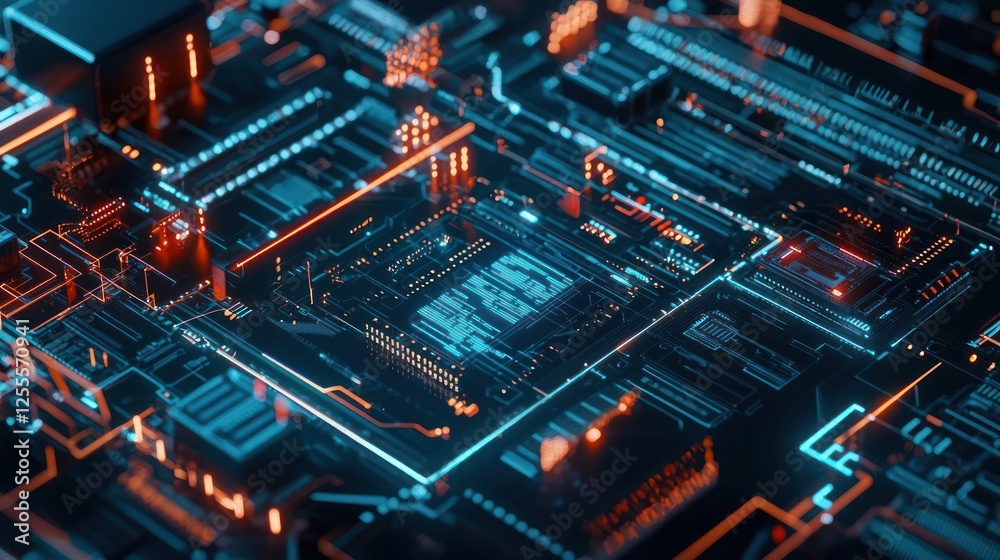 Obraz premium Abstract Glowing Circuit Board Design