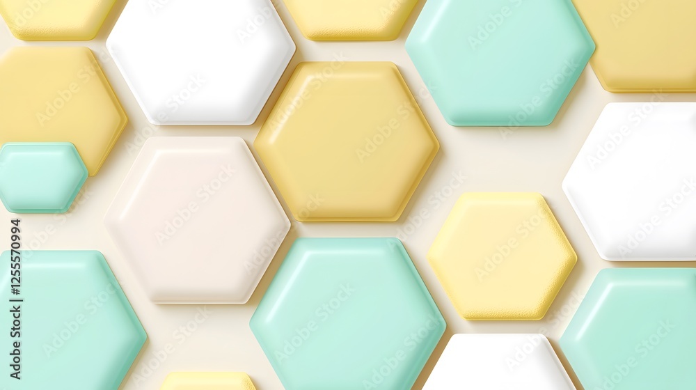 Colorful Hexagonal Shapes on a Soft Pastel Background for Design Use