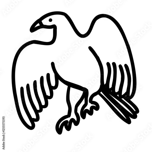 Raven animal logo in cartoon doodle style. Vector illustration isolated on white background.