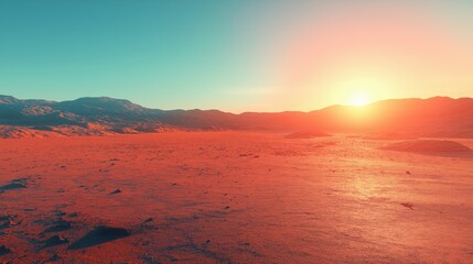Papier peint photo Corail Sunrise over martian landscape stunning viewpoint of nature's beauty on mars serene environment digital art  © PixStock Lab