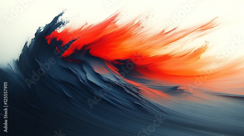 Abstract fiery ocean wave painting art