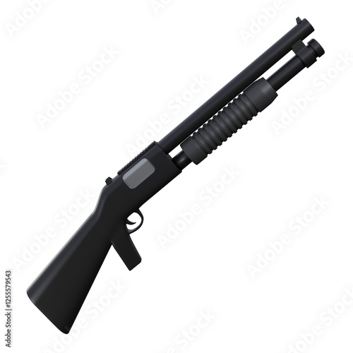 3d illustration of black shotgun