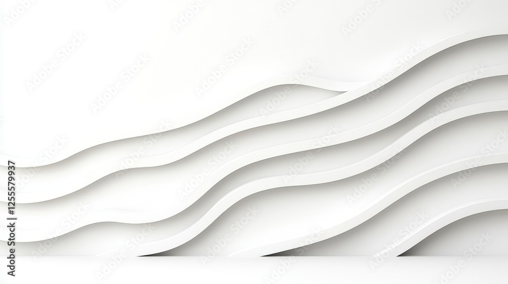 Obraz premium Flowing White Waves Abstract Design on Smooth Surface for Modern Interior Spaces