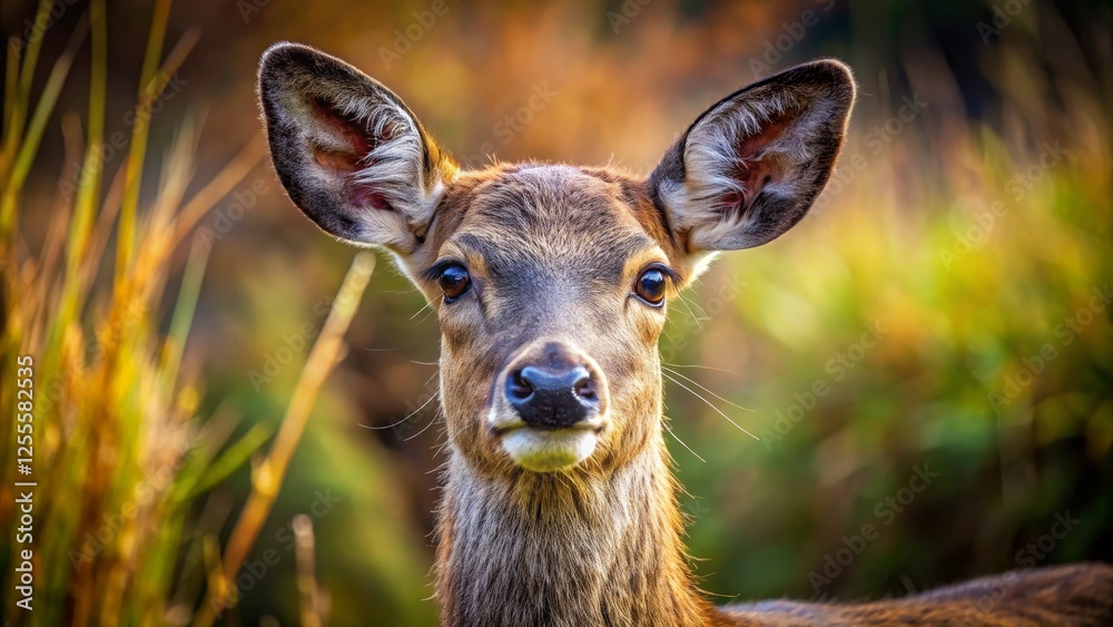 Close-up Portrait of a Deer in Nature Surrounded by Greenery Close-up Portrait of a Deer in Nature Surrounded by Greenery