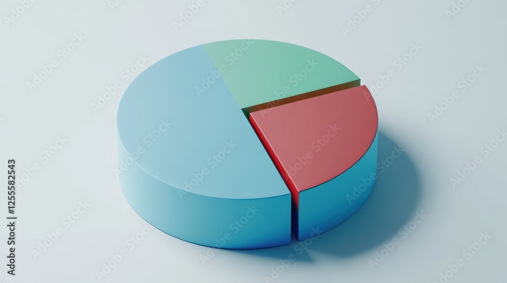 3D Pie Chart Illustration on White Background 3D Pie Chart Illustration on White Background