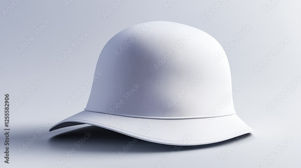 Fototapeta premium Minimalist white dome hat on soft gray background: modern fashion accessory