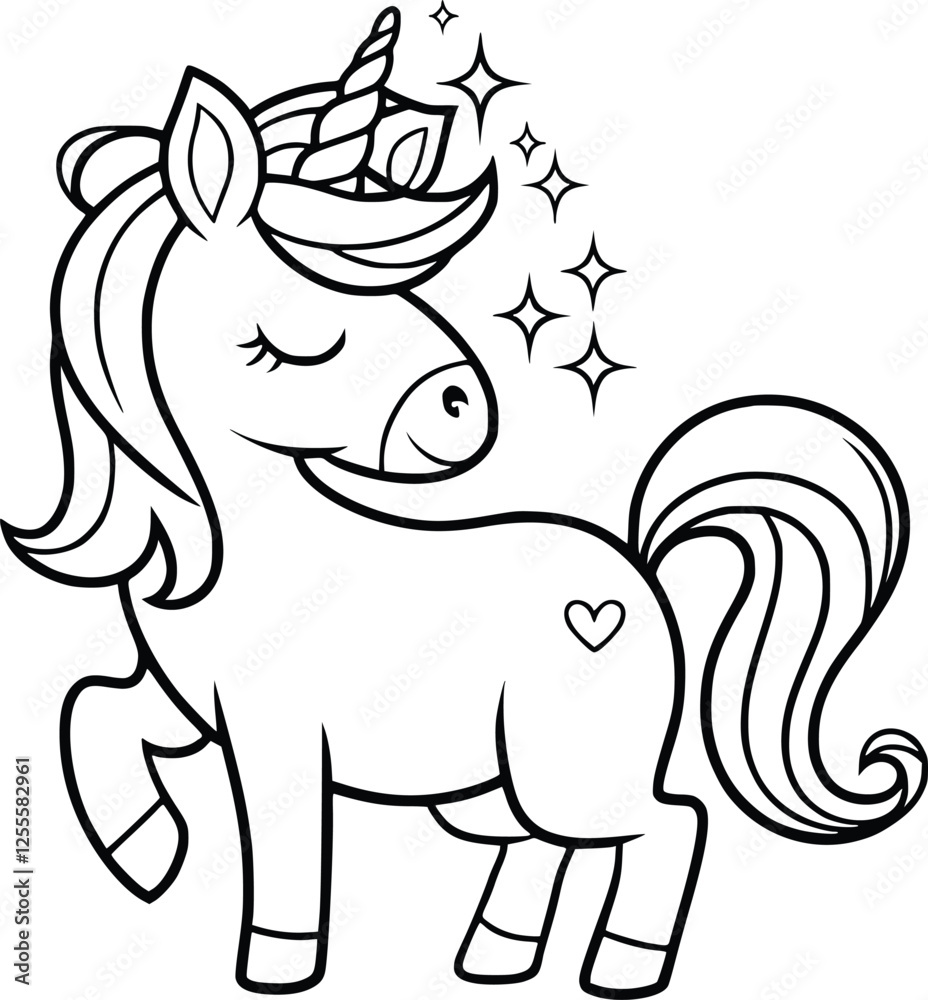 Obraz premium Baby Unicorn Outline SVG 