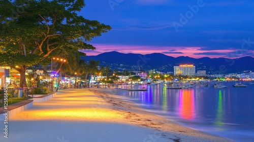 Evening stroll along beautiful beachfront pattaya thailand scenic view relaxing atmosphere vibrant colors