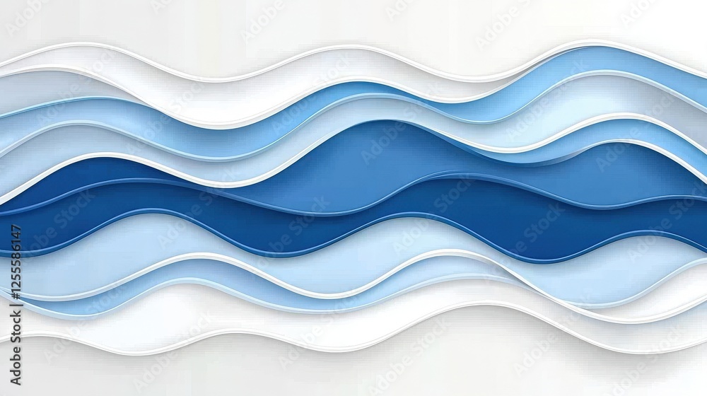 Fototapeta premium Abstract Background with Flowing Waves in Shades of Blue and White for Modern Design Projects