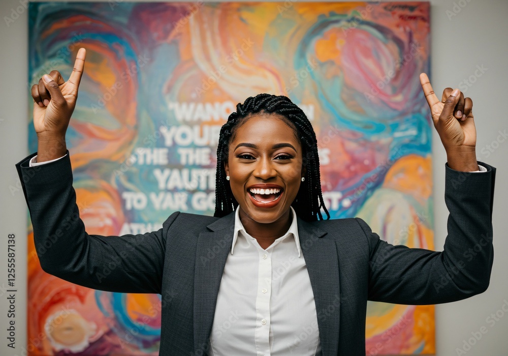 Joyful businesswoman celebrating. Joyful businesswoman celebrating.