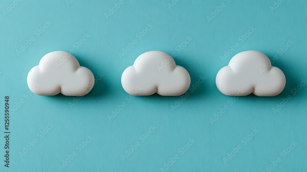 Fototapeta premium Soft White Clouds on a Calm Blue Background for Creative Projects