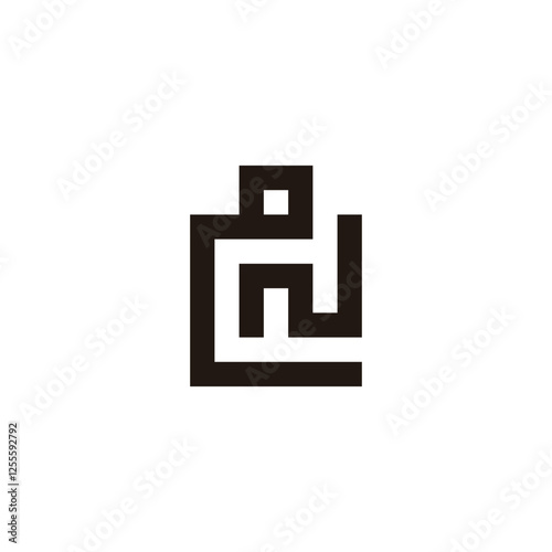 Letter eN battery, square geometric symbol simple logo vector