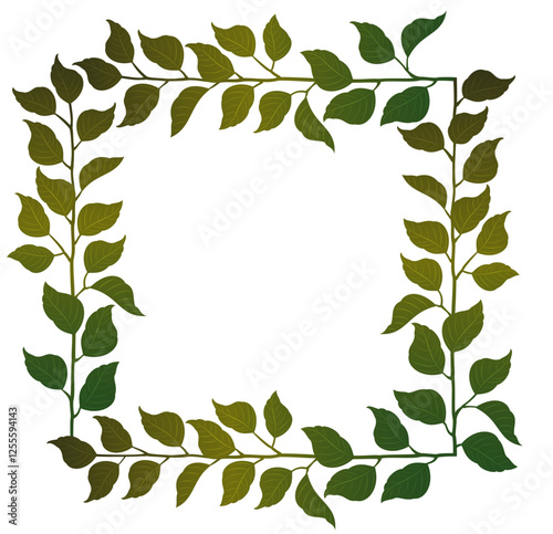 tree branch vine border, leaf stem frame 01 square message border