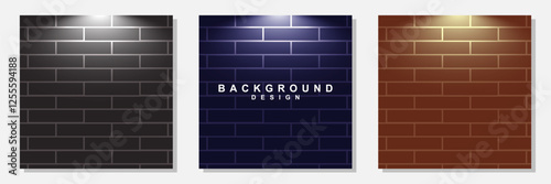 Wall of bricks and space poster set background with the spotlight vector