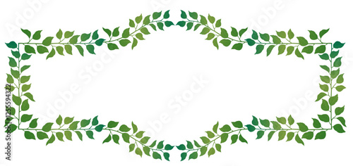 tree branch vine border, leaf stem frame 04 Curved, long rectangular message border