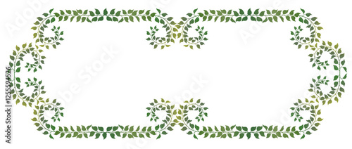 tree branch vine border, leaf stem frame 12 Ionic long square message border