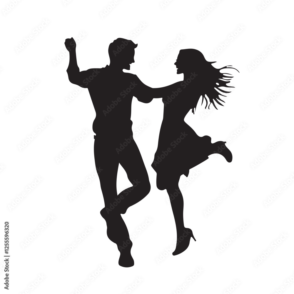 Silhouette of a Couple Dancing the Waltz - Vector Illustration Silhouette of a Couple Dancing the Waltz - Vector Illustration