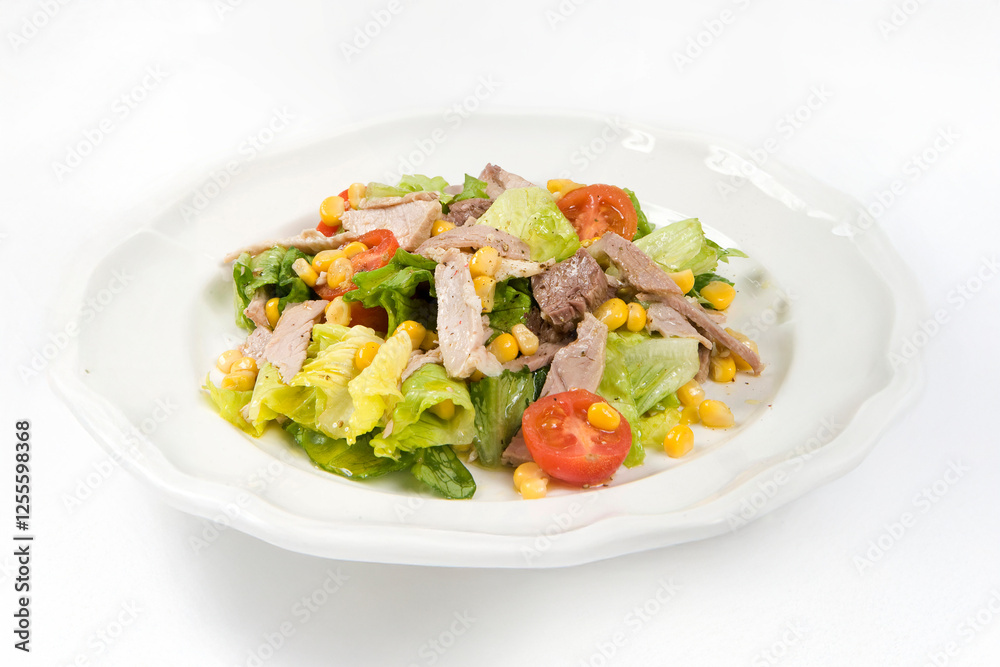 Insalata appetitosa con tonno, pomodorini e mais or Tuna, tomatoes and corn salad Insalata appetitosa con tonno, pomodorini e mais or Tuna, tomatoes and corn salad