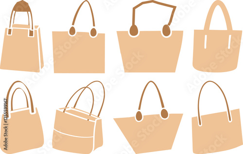 Cartoon tote bag vector, shopping bag, tote bag icon, tote bag design