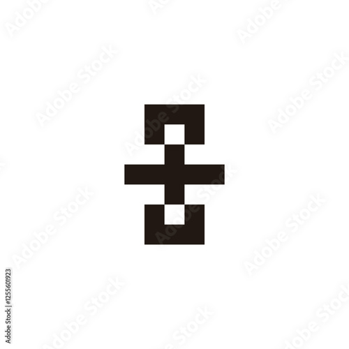Letter nu plus square geometric symbol simple logo vector