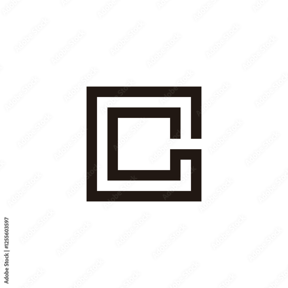 Letter C square, two lines geometric symbol simple logo vector Letter C square, two lines geometric symbol simple logo vector
