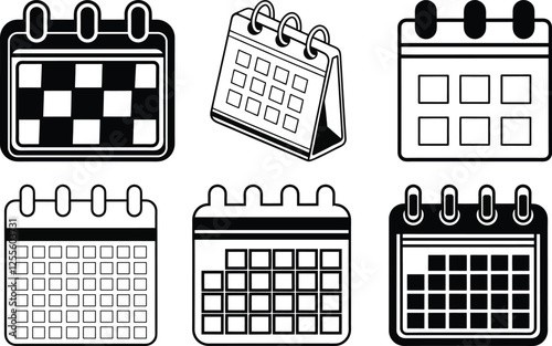 Calendar vector icon, calendar icon set, calendar symbol, calendar silhouette, reminder organizer