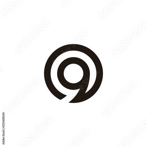 Number 9 circle, round geometric symbol simple logo vector