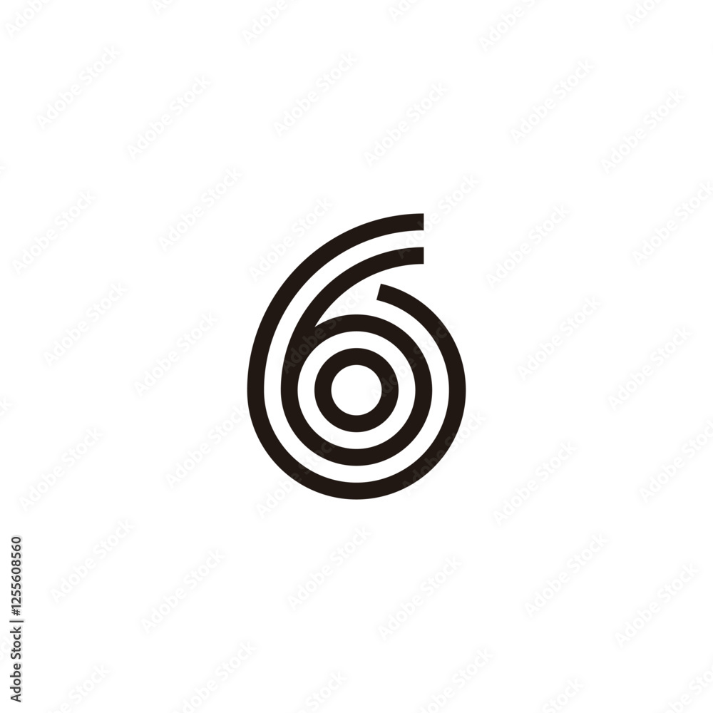 Number 6 circle, spiral geometric symbol simple logo vector Number 6 circle, spiral geometric symbol simple logo vector