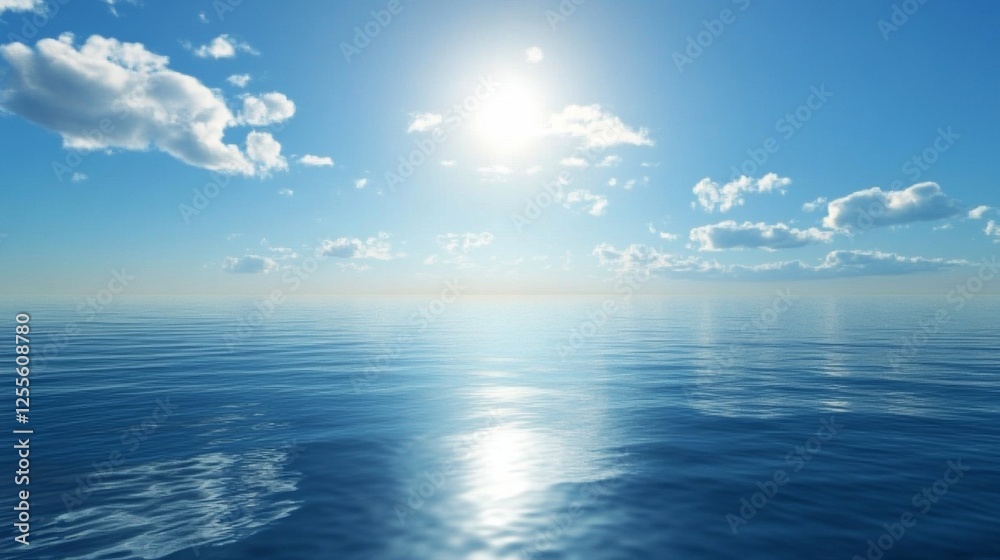 Obraz premium Serene Ocean Scenery with a Bright Sky