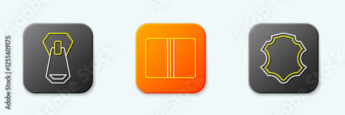 Set line Zipper, Textile fabric roll and Leather icon. Vector