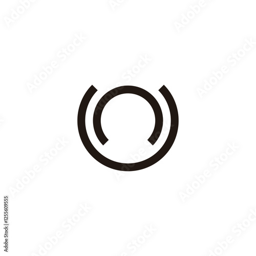 Letter nU circle geometric symbol simple logo vector