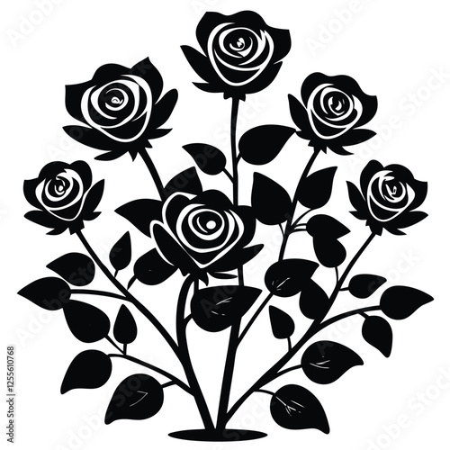 Rose bush icon vector on white background