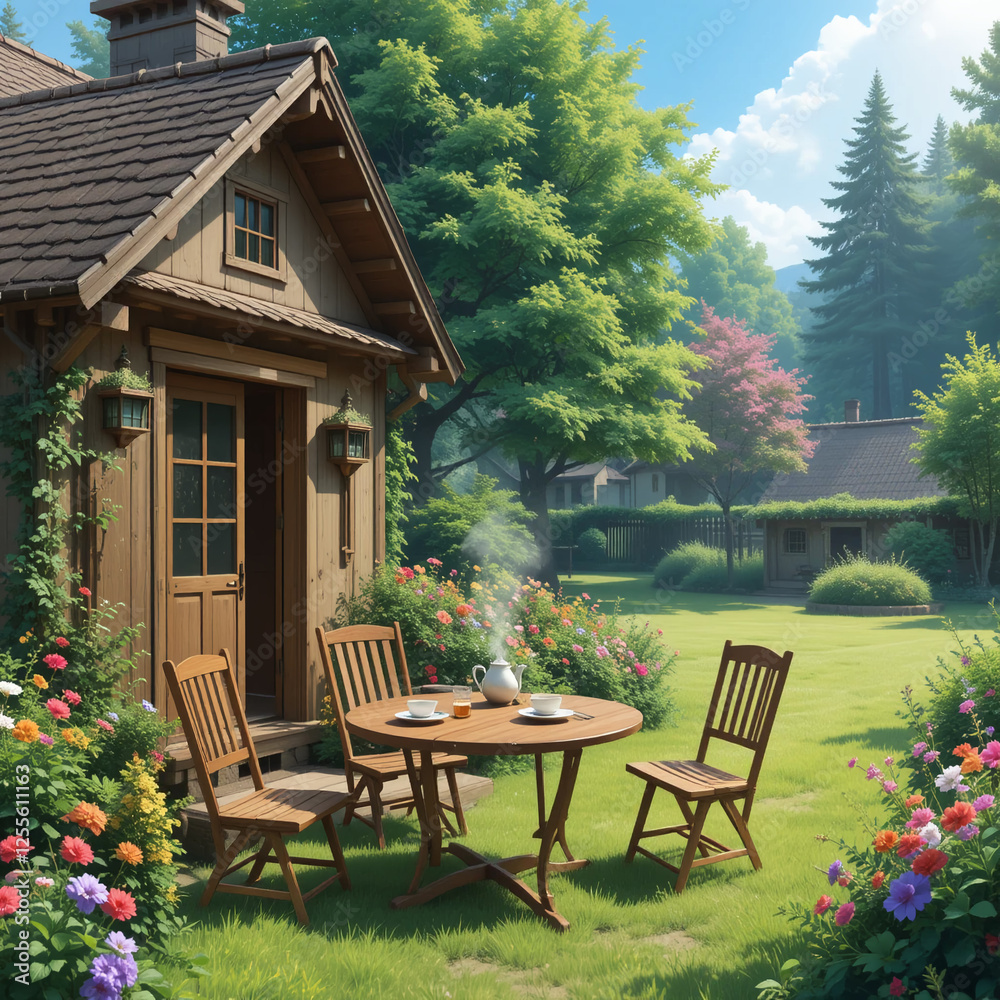 Obraz premium 스트레스로 고통받는 내가 하루 연차내서 쉬고 싶은 자연 충만한 정원 풍경