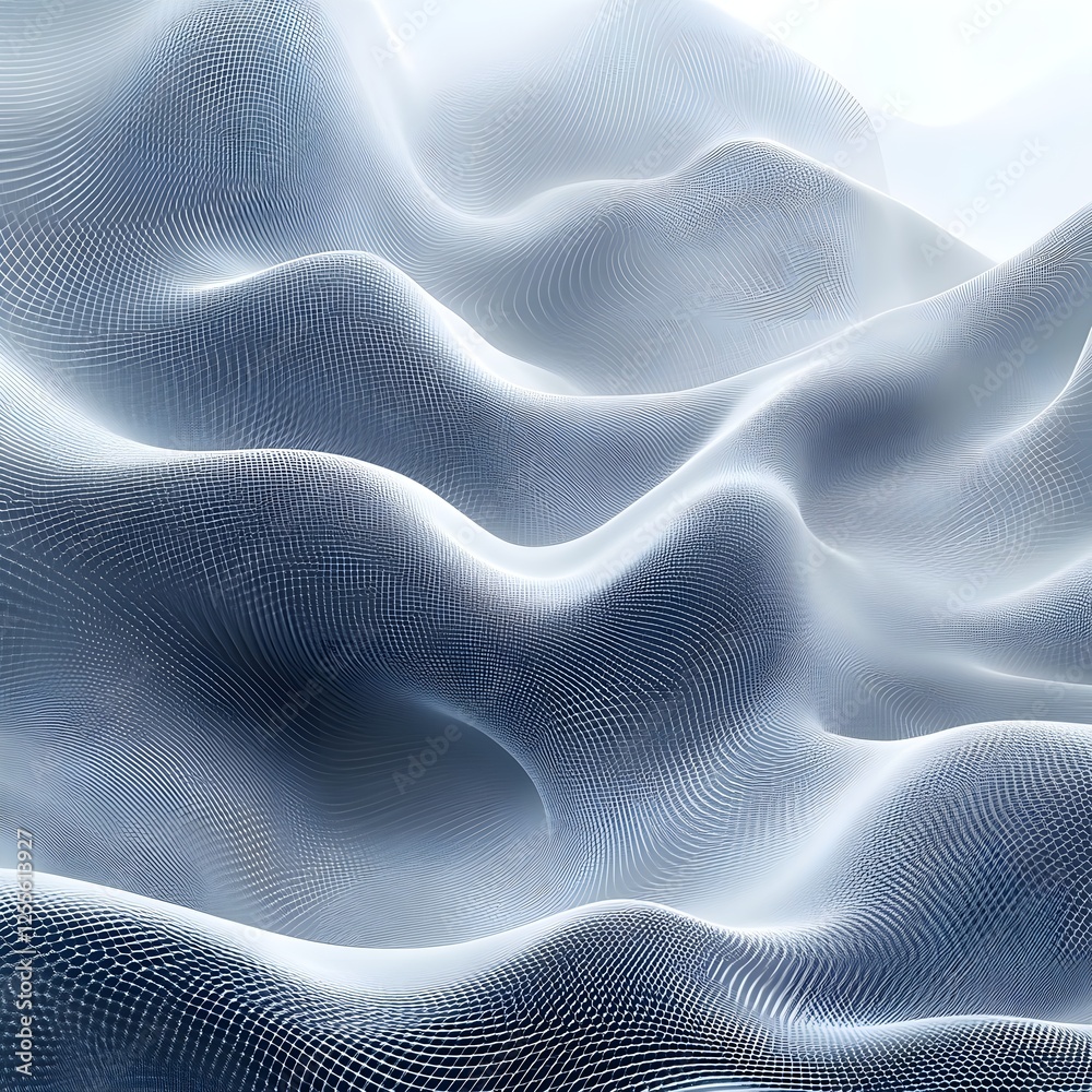 Naklejka premium A subtle digital waveform pattern fading into an icy white gradient.