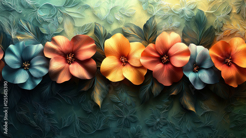 Colorful floral arrangement on textured background, ideal for spring designs