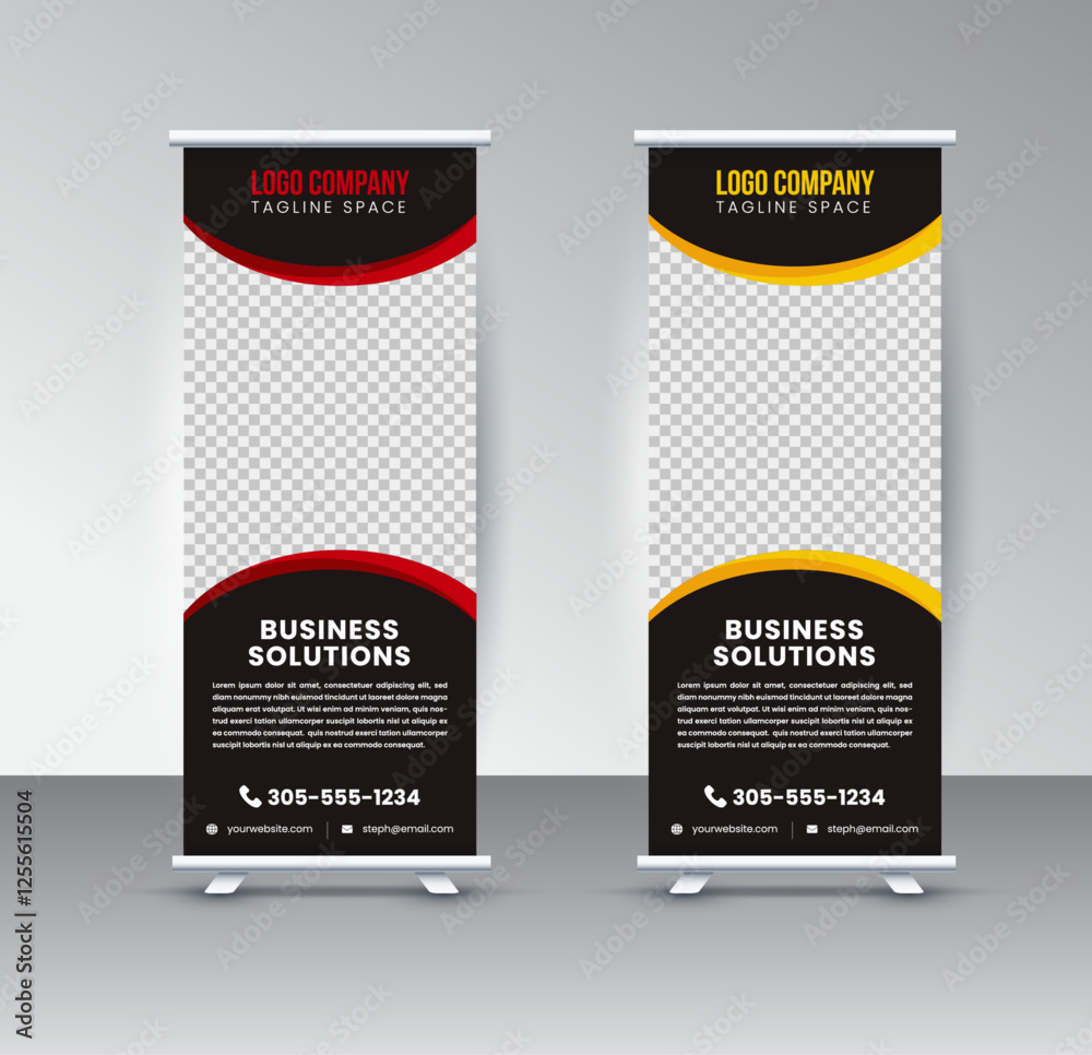 Roll up banner design template vector, abstract background, modern x-banner, corporate identity template. 