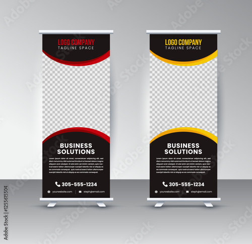 Roll up banner design template vector, abstract background, modern x-banner, corporate identity template. 