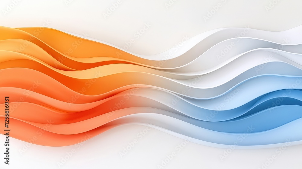 Obraz premium Abstract Wavy Background with Smooth Gradients in Orange, White, and Blue Tones for Design