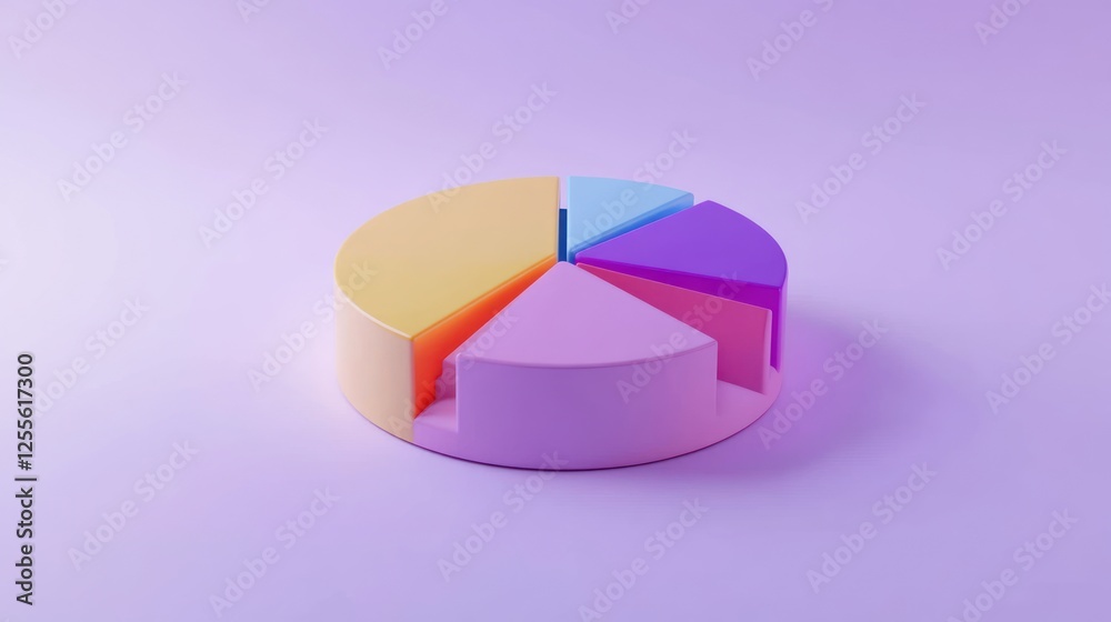 Obraz premium Colorful 3D Pie Chart on Pastel Background (1)