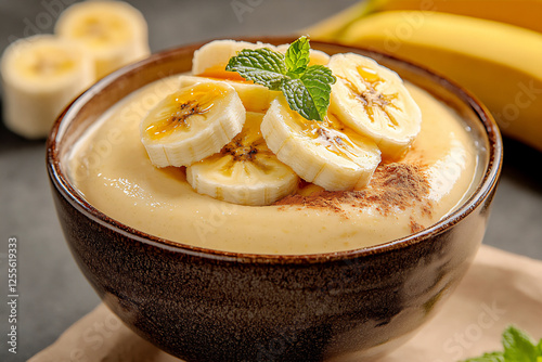  banana pudding in ceramic bowl