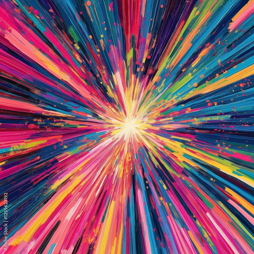 Vibrant explosion of multicolored streaks creating dynamic abstract burst Vibrant explosion of multicolored streaks creating dynamic abstract burst