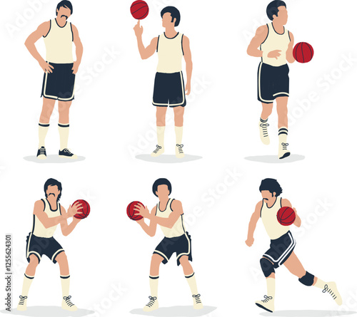 Vintage Basketball Players in Action