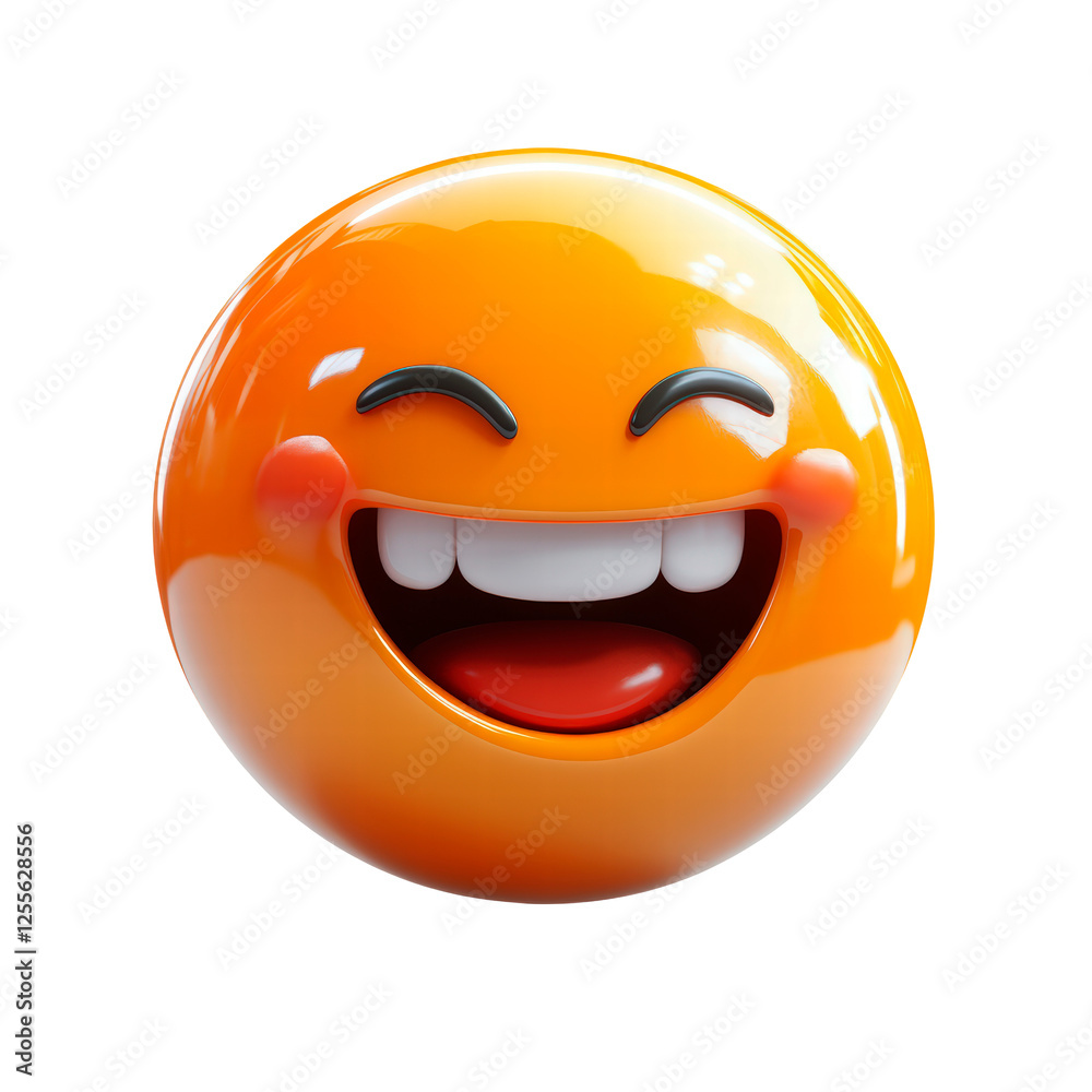 Fototapeta premium 3D laughing face emoji isolated on transparent background