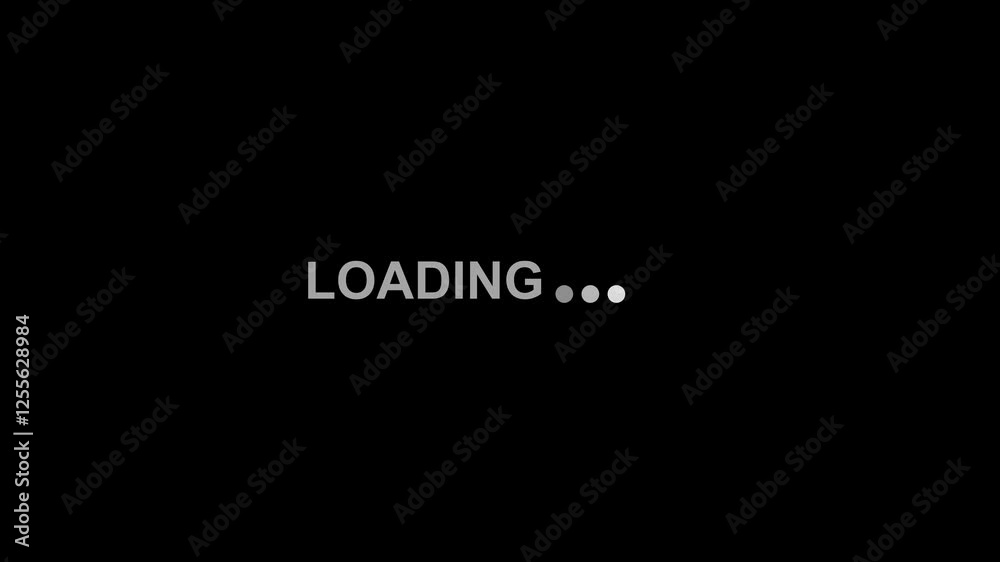 Animated Loading text on black background. Loading animation screen motion graphics. loading in progress 4k video footage.