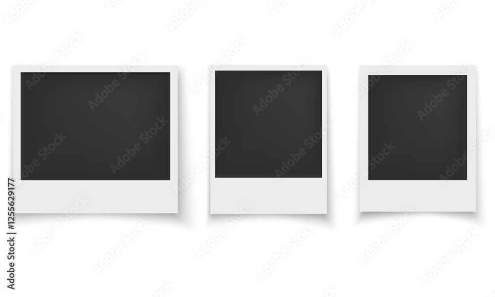 Png Polaroid, frame, photo, mockup, scrapbook. Vector photo Frames: Realistic Photo Templates with Shadows. Vintage Card Set for Stock Use. Vector Illustratios on transparent background