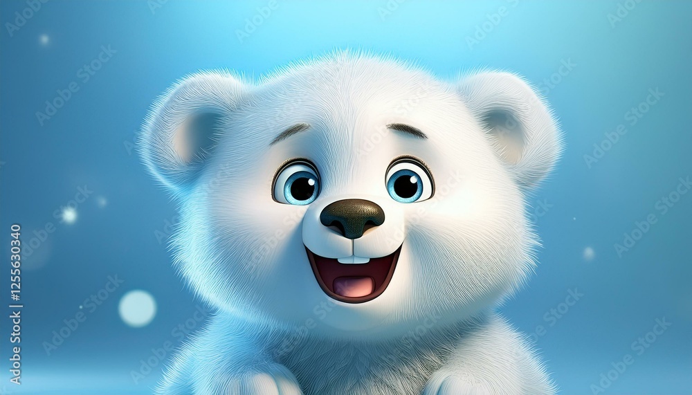 Niedlicher Eisbär, blauer Hintergrund Niedlicher Eisbär, blauer Hintergrund