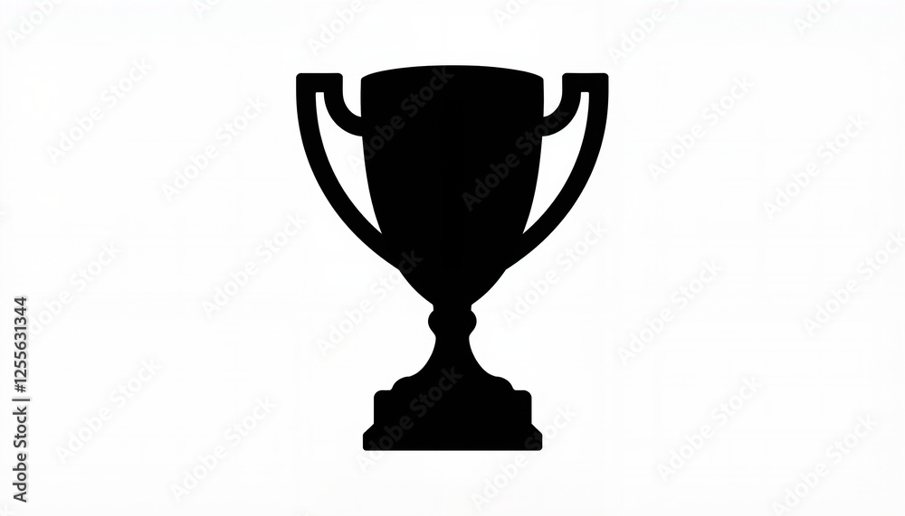 Trophy silhouette on white background, symbol of achievement Trophy silhouette on white background, symbol of achievement