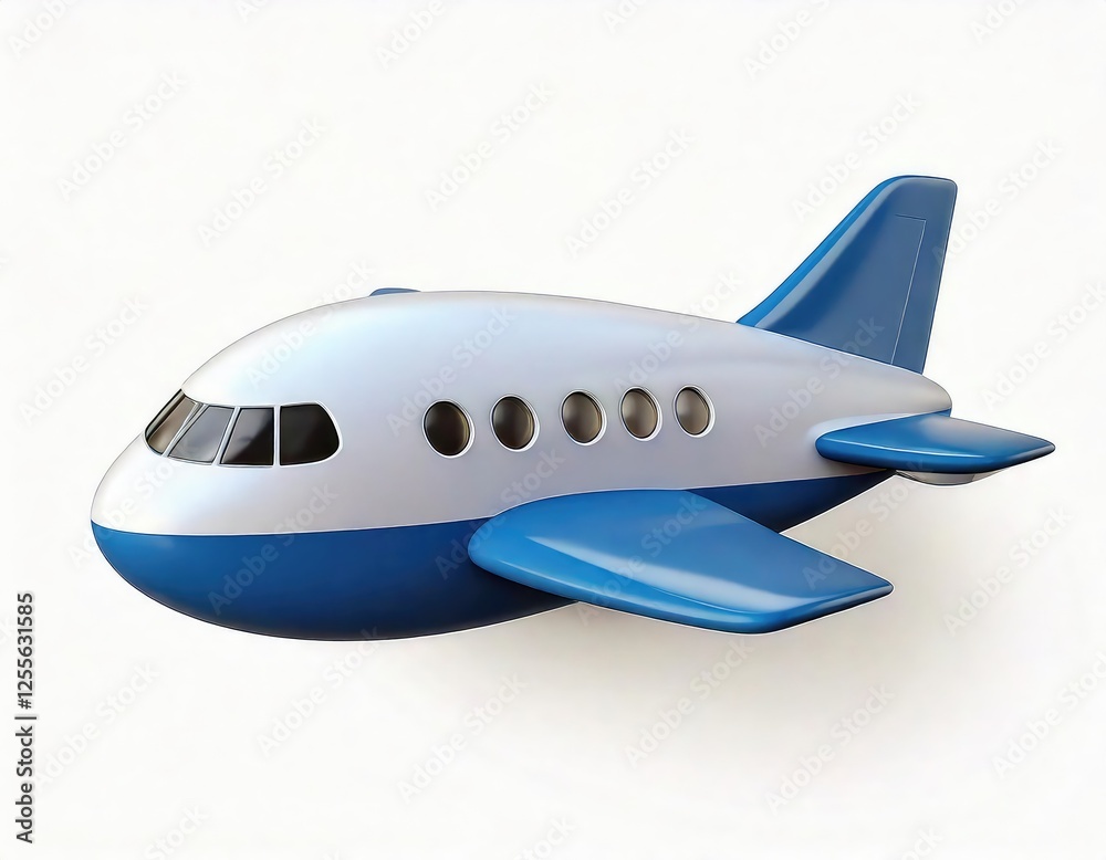 Obraz premium Cartoon Airplane: Blue and White Playful Design